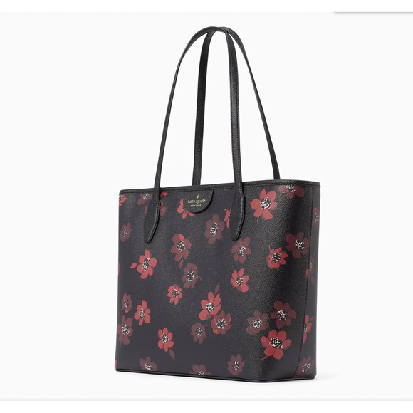 NWT | Kate Spade | Floral Lori Tote | Black & Red - Picture 5 of 6